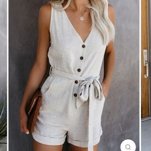 Garner Pocketed Button Down Tie Romper